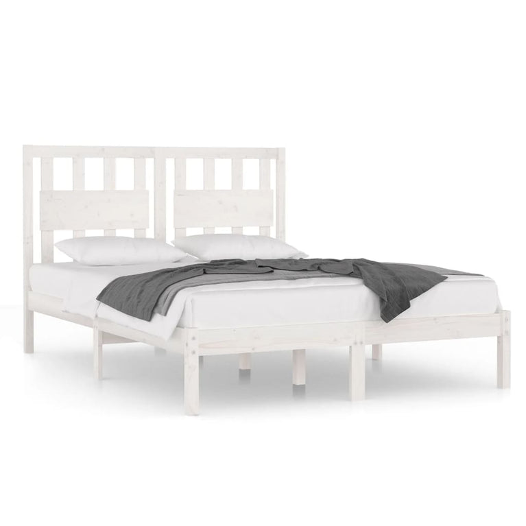 Bedframe massief grenenhout wit 120x200 cm