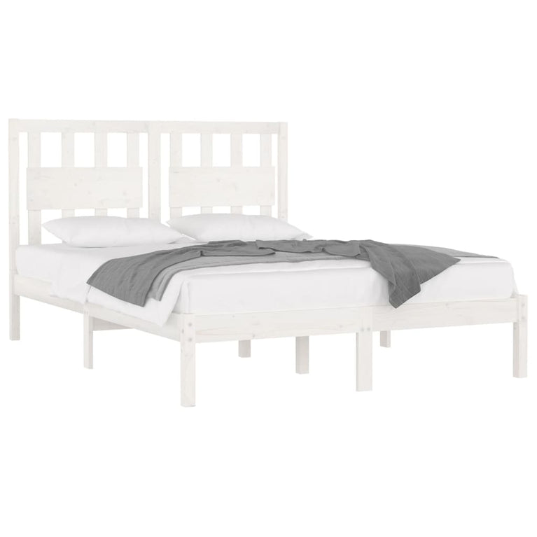Bedframe massief grenenhout wit 120x200 cm