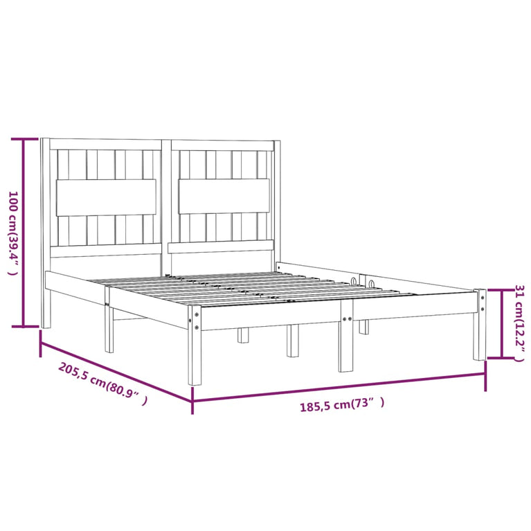 Bedframe massief grenenhout 180x200 cm Super King Size