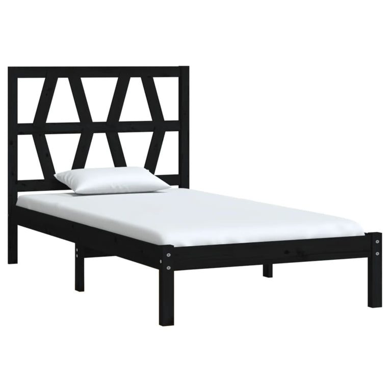 Bedframe massief grenenhout zwart 75x190 cm 2FT6 Small Single