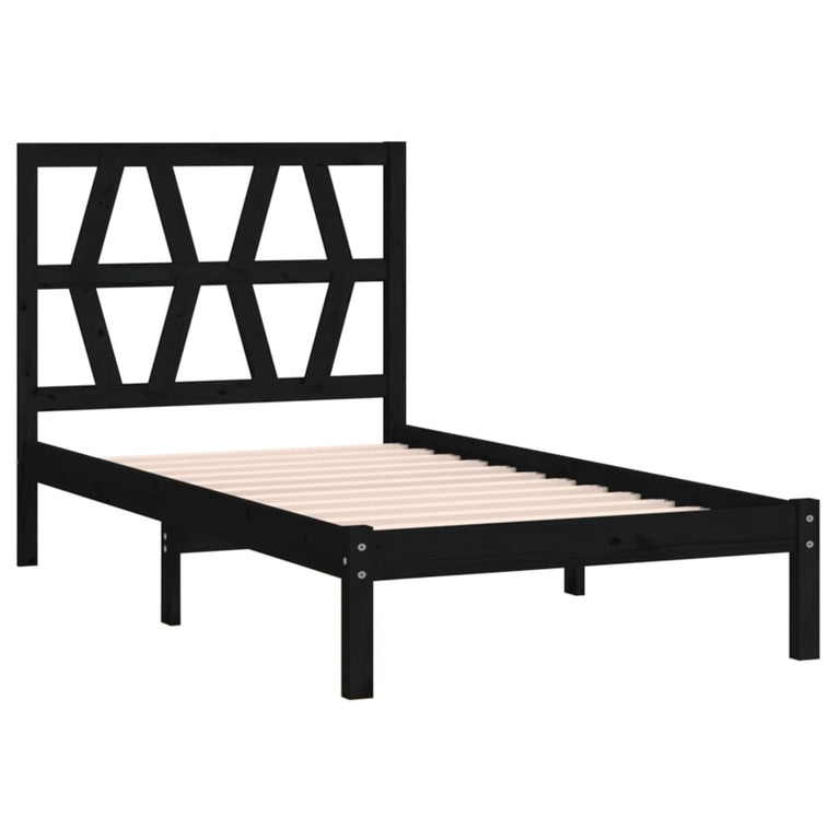 Bedframe massief grenenhout zwart 75x190 cm 2FT6 Small Single