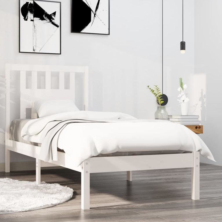 Bedframe massief hout wit 75x190 cm 2FT6 Small Single