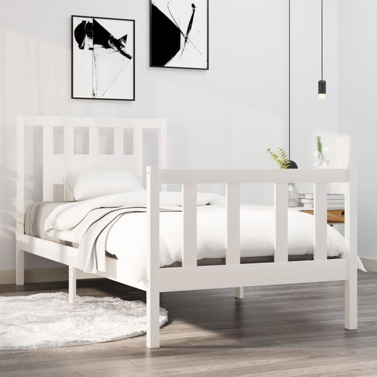Bedframe massief hout wit 90x190 cm 3FT Single