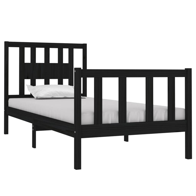 Bedframe massief hout zwart 90x190 cm 3FT Single