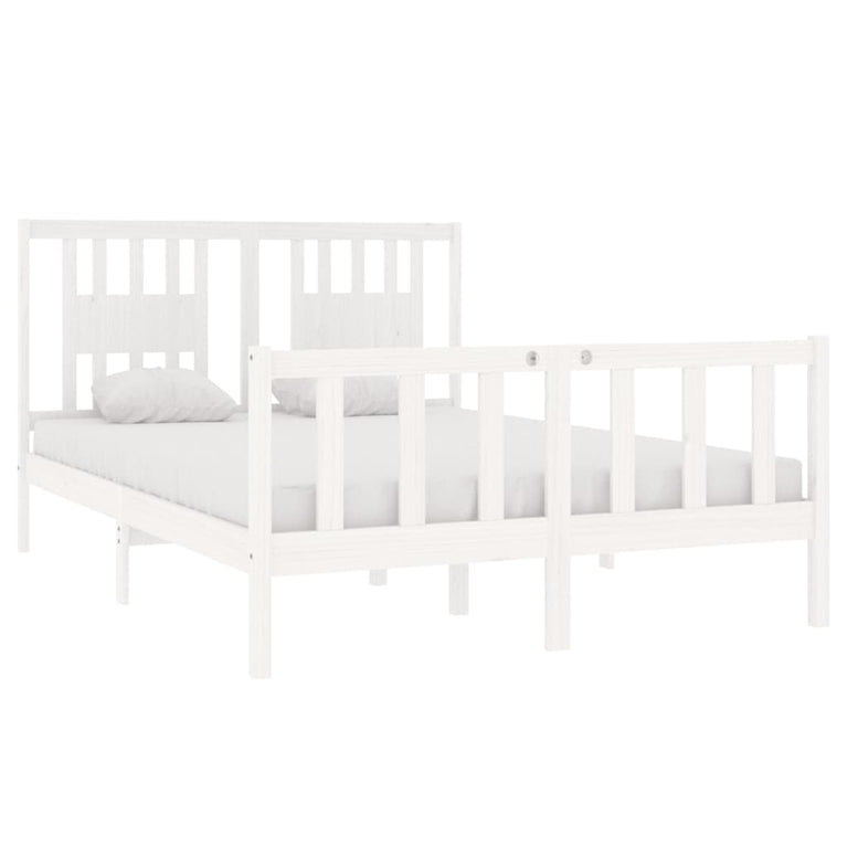 Bedframe massief hout wit 135x190 cm 4FT6 Double