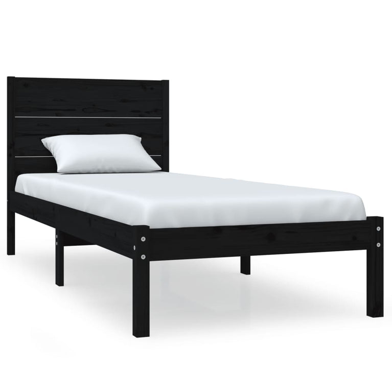 Bedframe massief hout zwart 75x190 cm 2FT6 Small Single