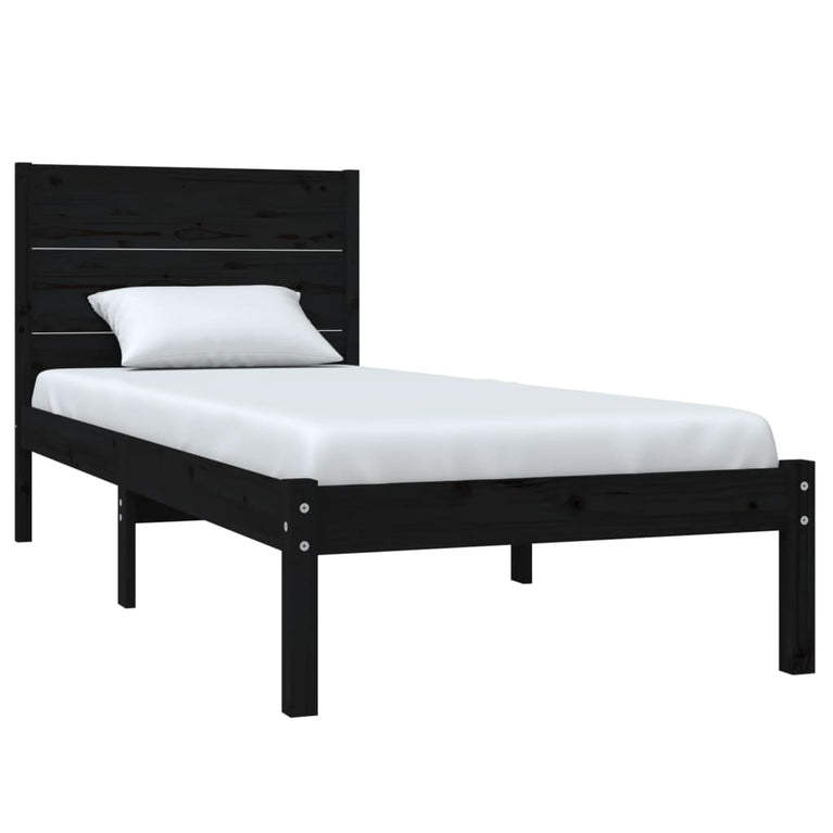 Bedframe massief hout zwart 75x190 cm 2FT6 Small Single