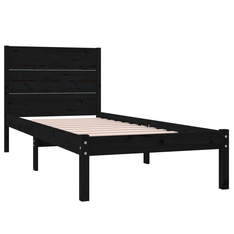 Bedframe massief hout zwart 75x190 cm 2FT6 Small Single