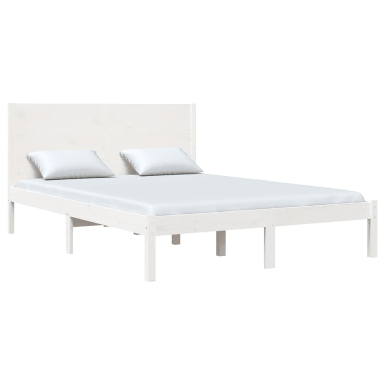 Bedframe massief grenenhout wit 140x190 cm