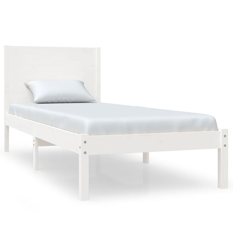 Bedframe massief grenenhout wit 100x200 cm