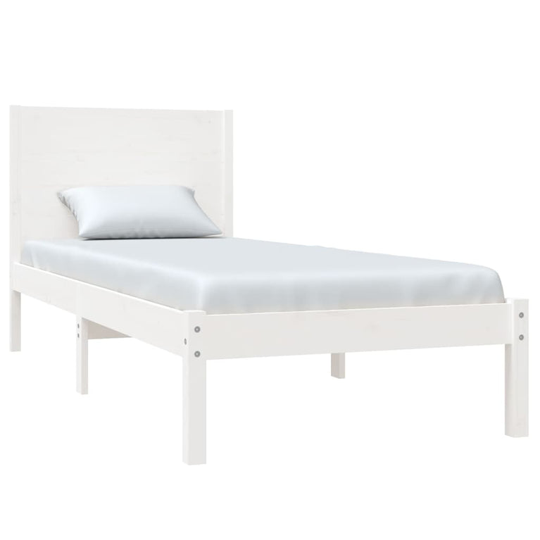 Bedframe massief grenenhout wit 100x200 cm