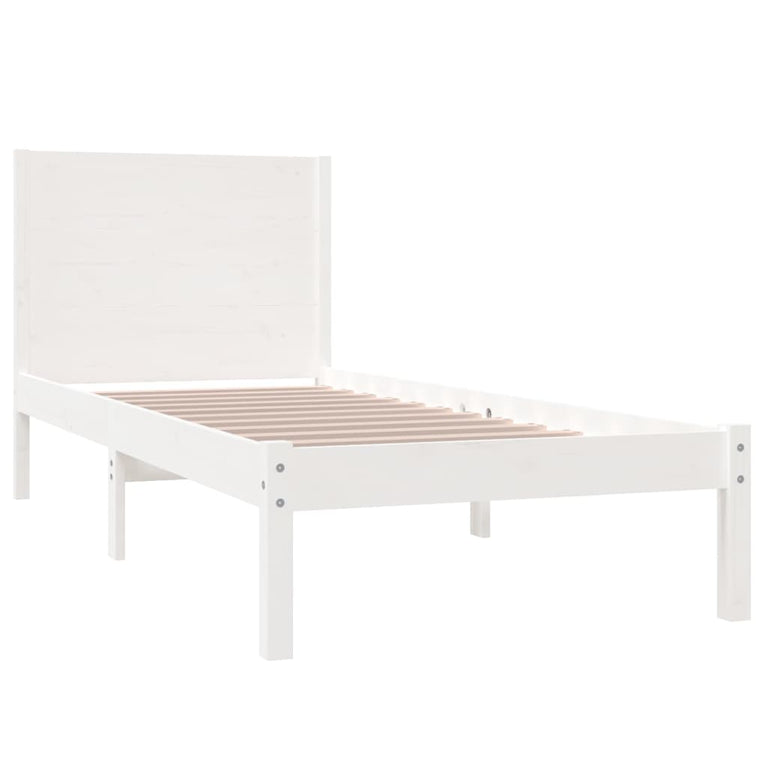Bedframe massief grenenhout wit 100x200 cm