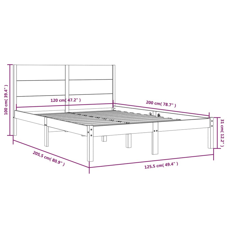 Bedframe massief grenenhout 120x200 cm