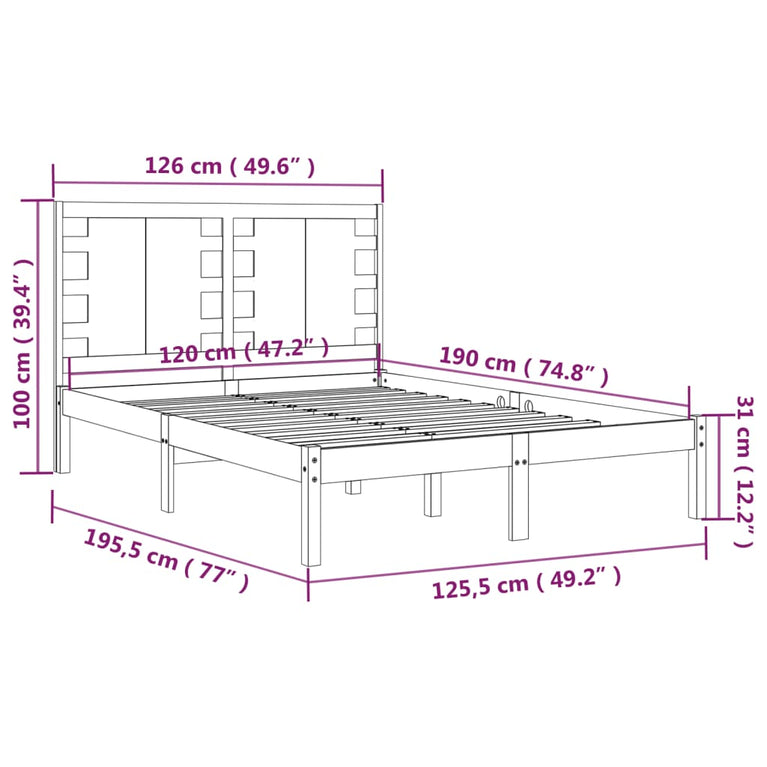 Bedframe massief hout wit 120x190 cm 4FT Small Double