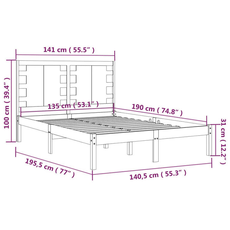 Bedframe massief hout 135x190 cm Double