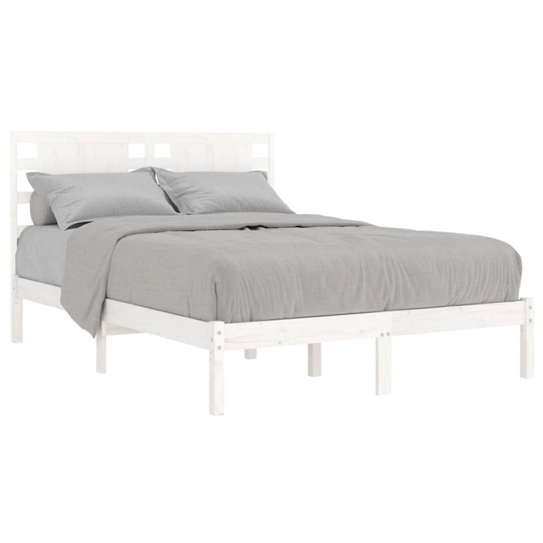 Bedframe massief hout wit 135x190 cm 4FT6 Double
