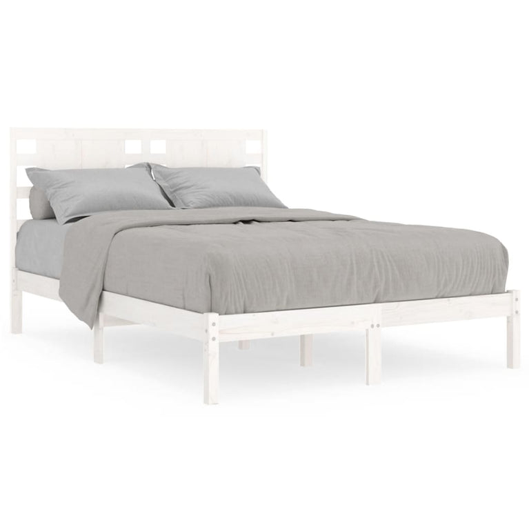 Bedframe massief grenenhout wit 140x190 cm