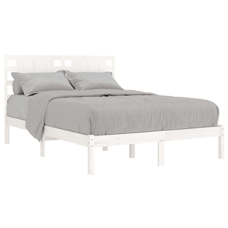 Bedframe massief grenenhout wit 140x190 cm