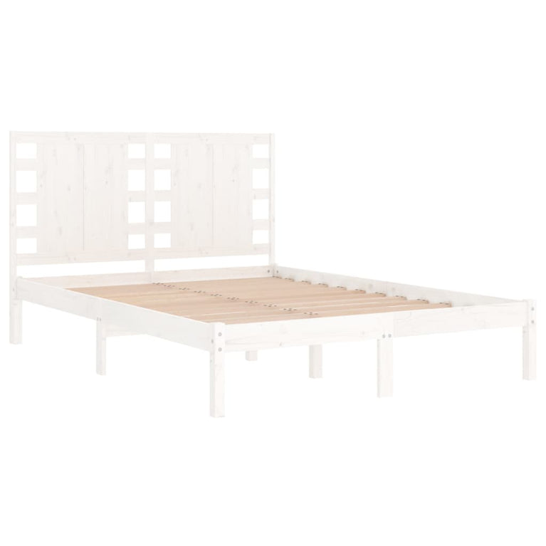 Bedframe massief grenenhout wit 140x190 cm