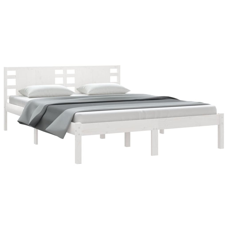 Bedframe massief grenenhout wit 120x200 cm