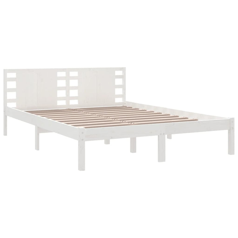Bedframe massief grenenhout wit 120x200 cm