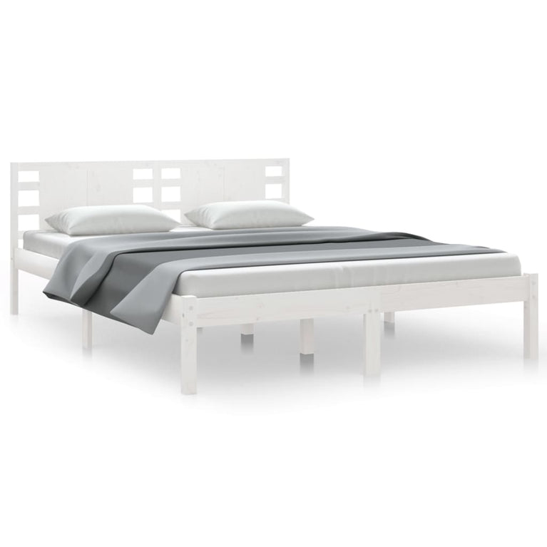 Bedframe massief grenenhout wit 140x200 cm