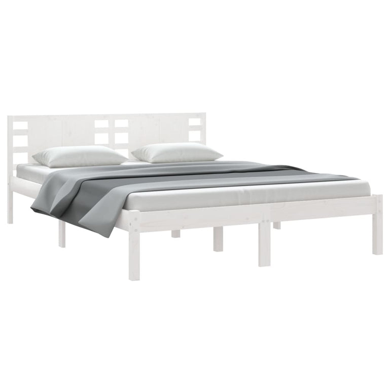 Bedframe massief grenenhout wit 140x200 cm