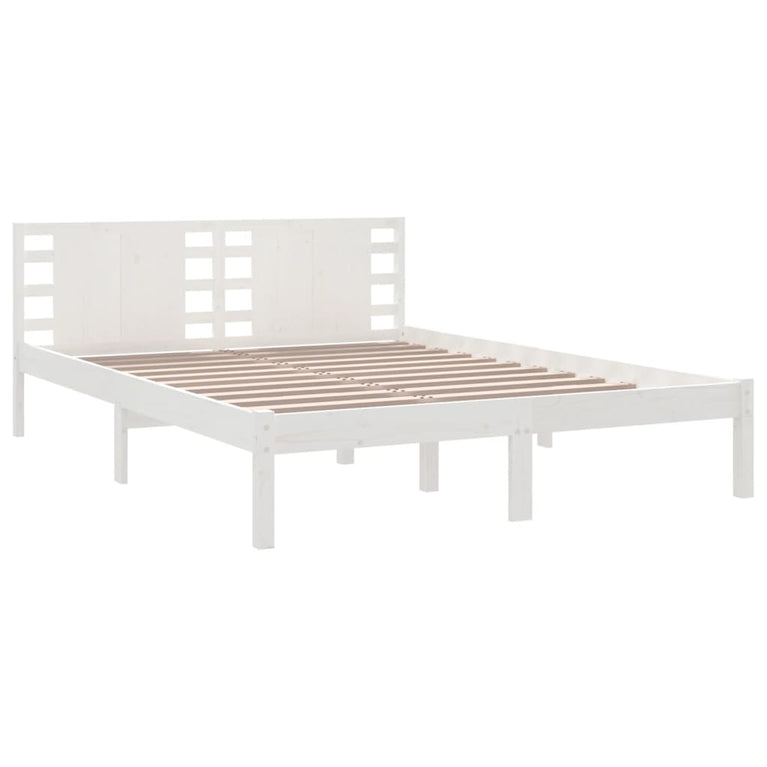 Bedframe massief grenenhout wit 140x200 cm