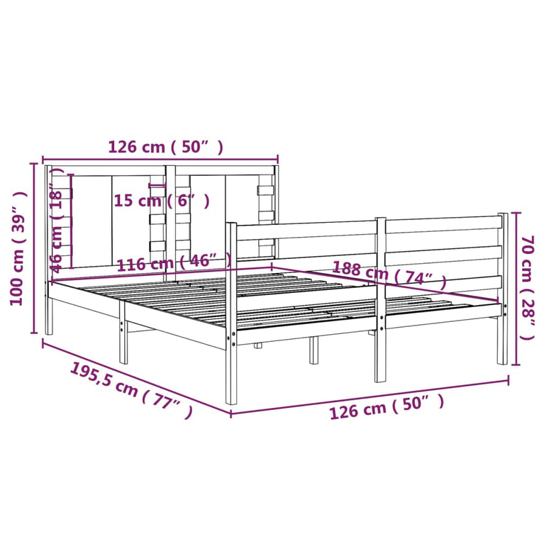 Bedframe massief grenenhout wit 120x190 cm 4FT Small Double