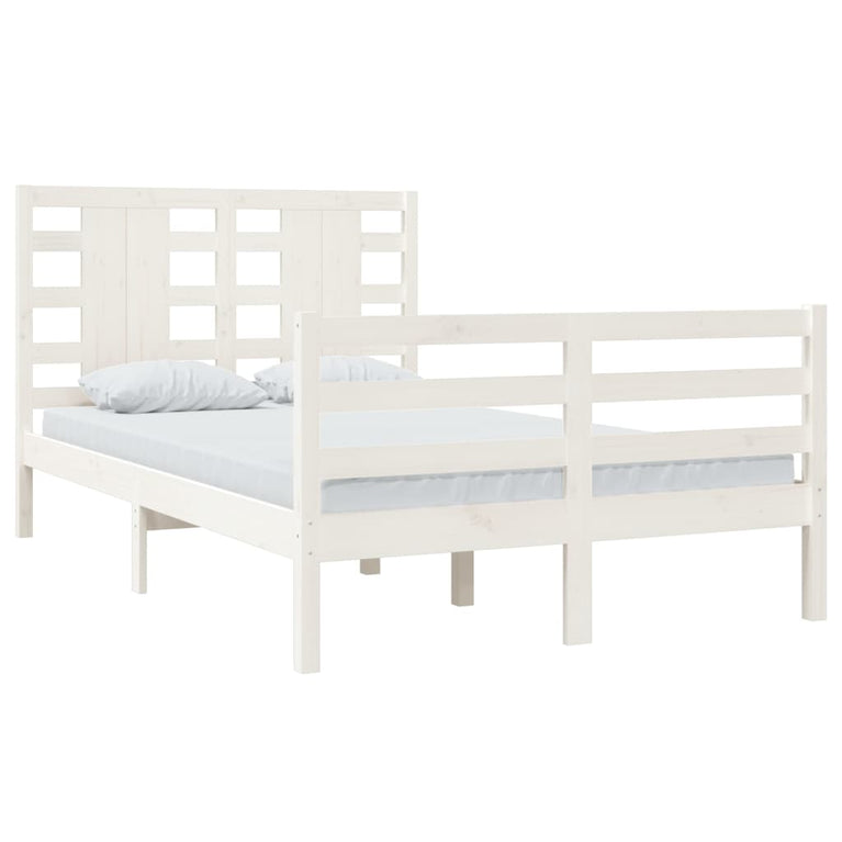 Bedframe massief grenenhout wit 120x200 cm