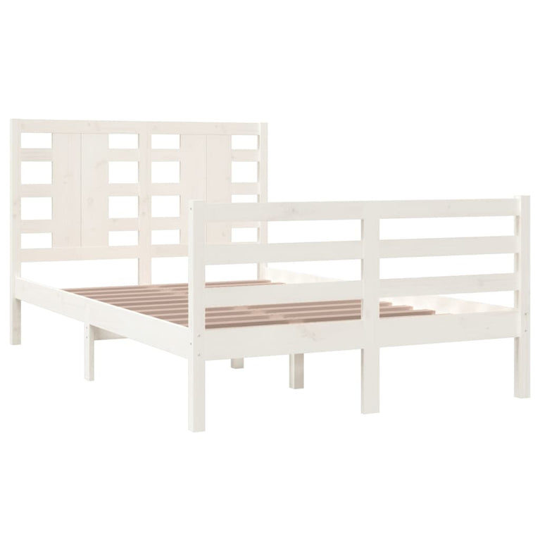Bedframe massief grenenhout wit 120x200 cm