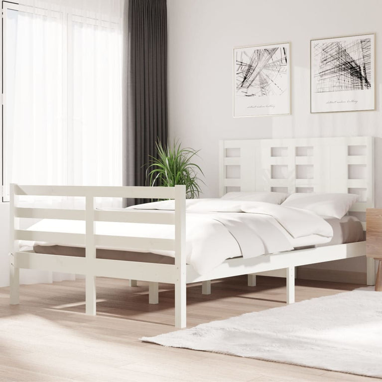 Bedframe massief grenenhout wit 120x200 cm