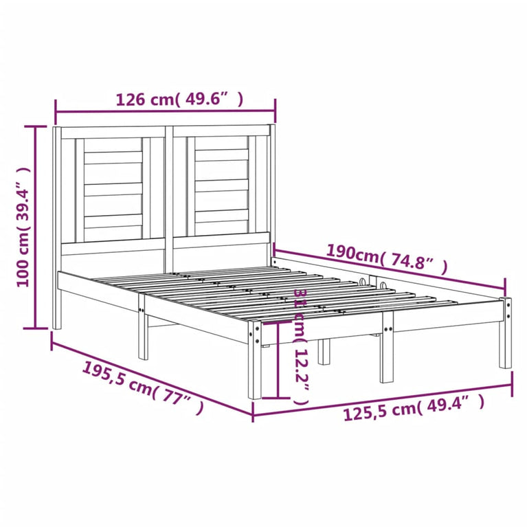 Bedframe massief hout wit 120x190 cm 4FT Small Double