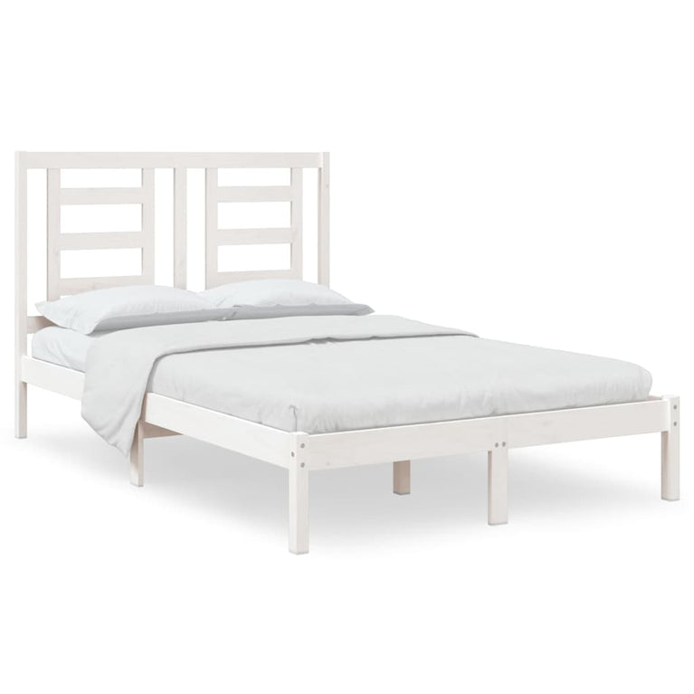 Bedframe massief grenenhout wit 120x200 cm
