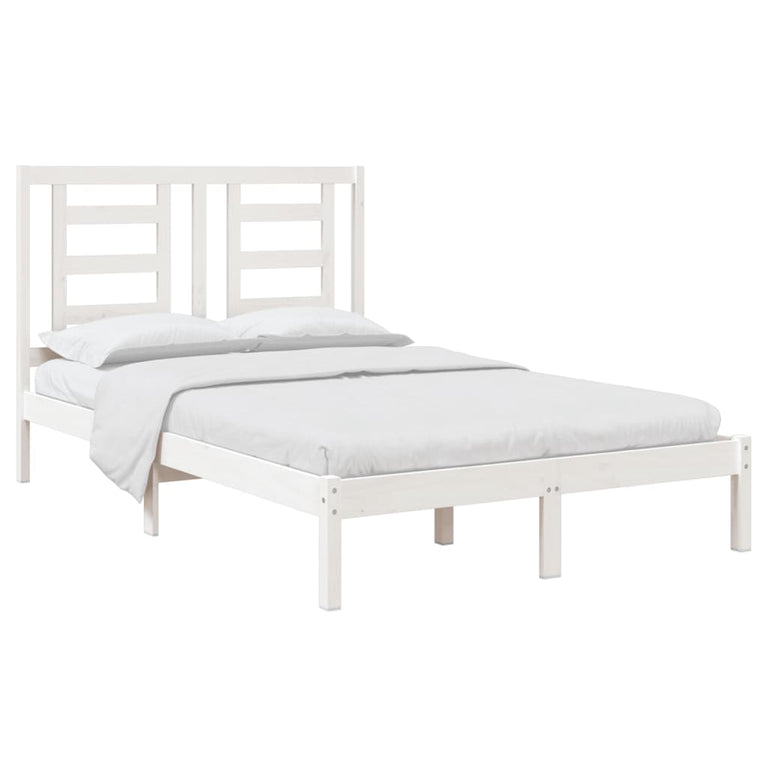Bedframe massief grenenhout wit 120x200 cm