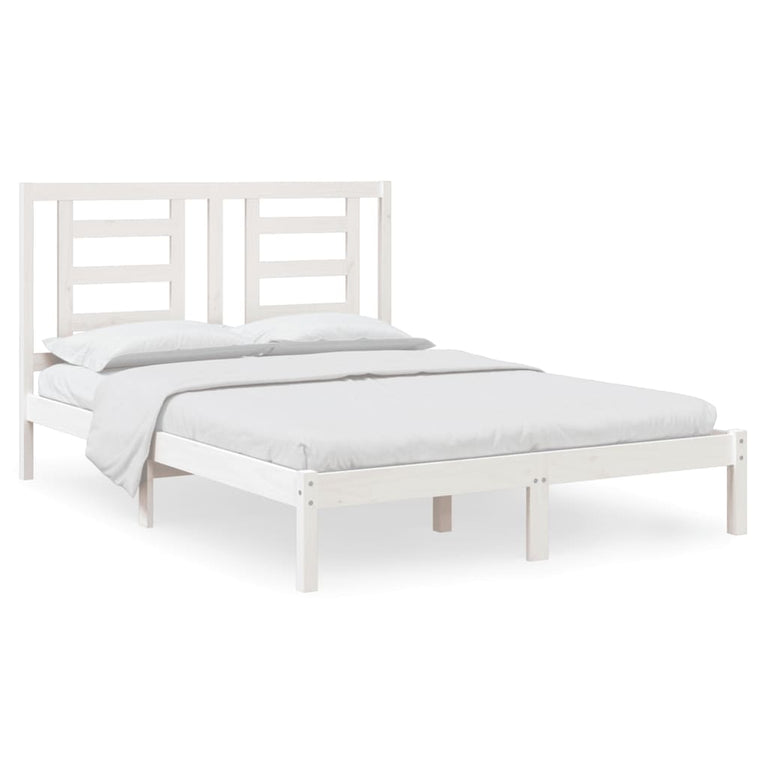 Bedframe massief grenenhout wit 140x200 cm