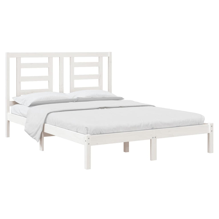 Bedframe massief grenenhout wit 140x200 cm