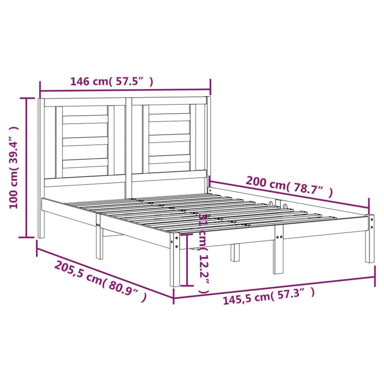 Bedframe massief grenenhout wit 140x200 cm