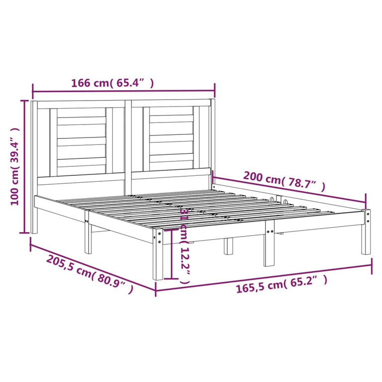 Bedframe massief grenenhout 160x200 cm