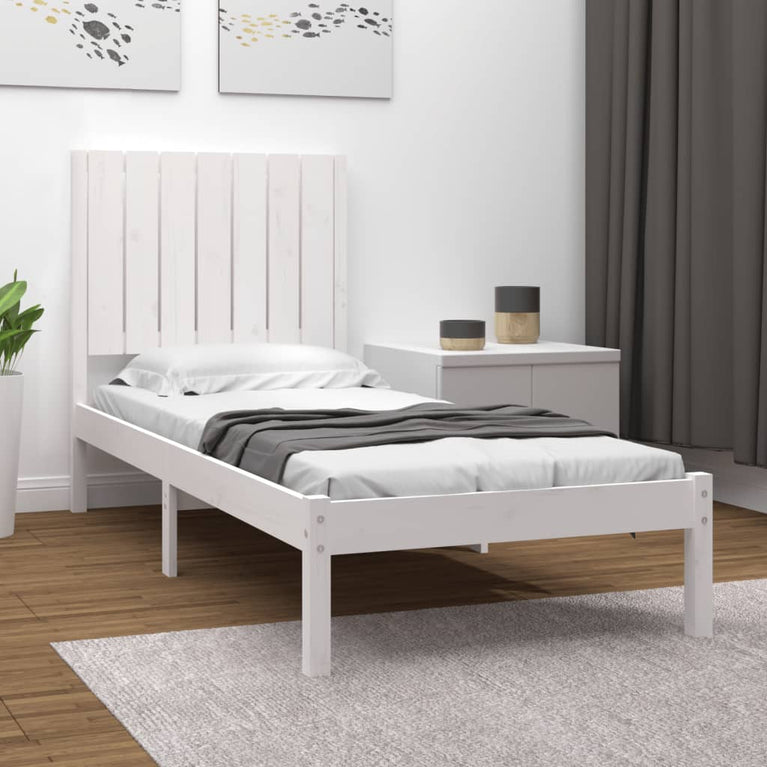 Bedframe massief hout wit 75x190 cm 2FT6 Small Single