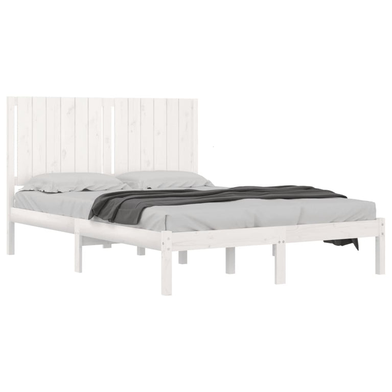 Bedframe massief grenenhout wit 135x190 cm 4FT6 Double