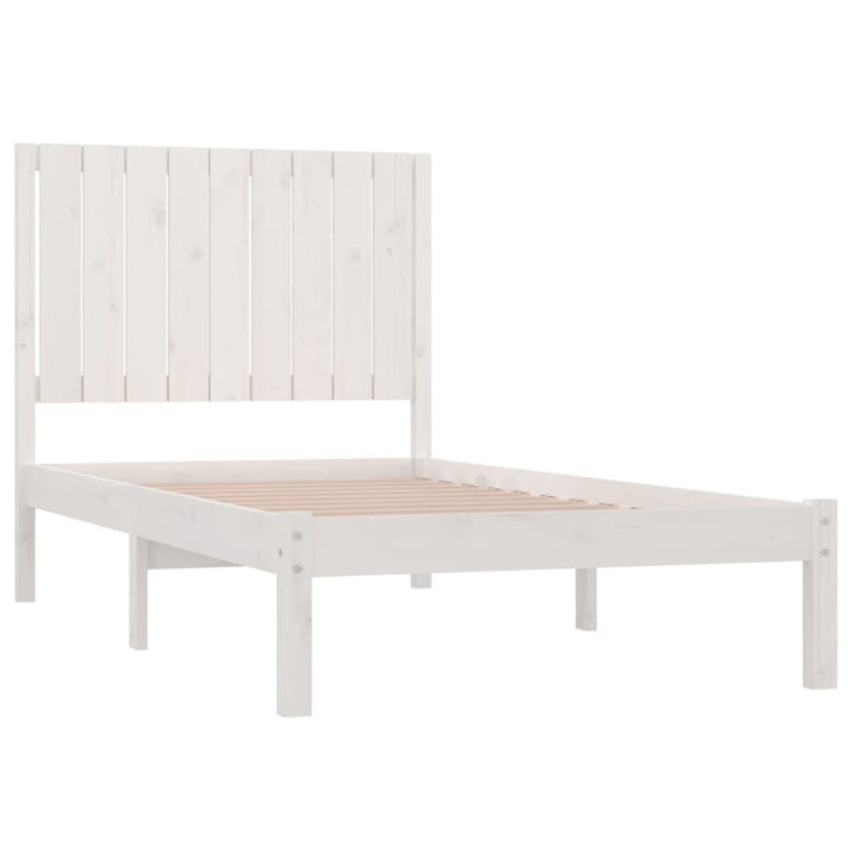 Bedframe massief grenenhout wit 90x200 cm
