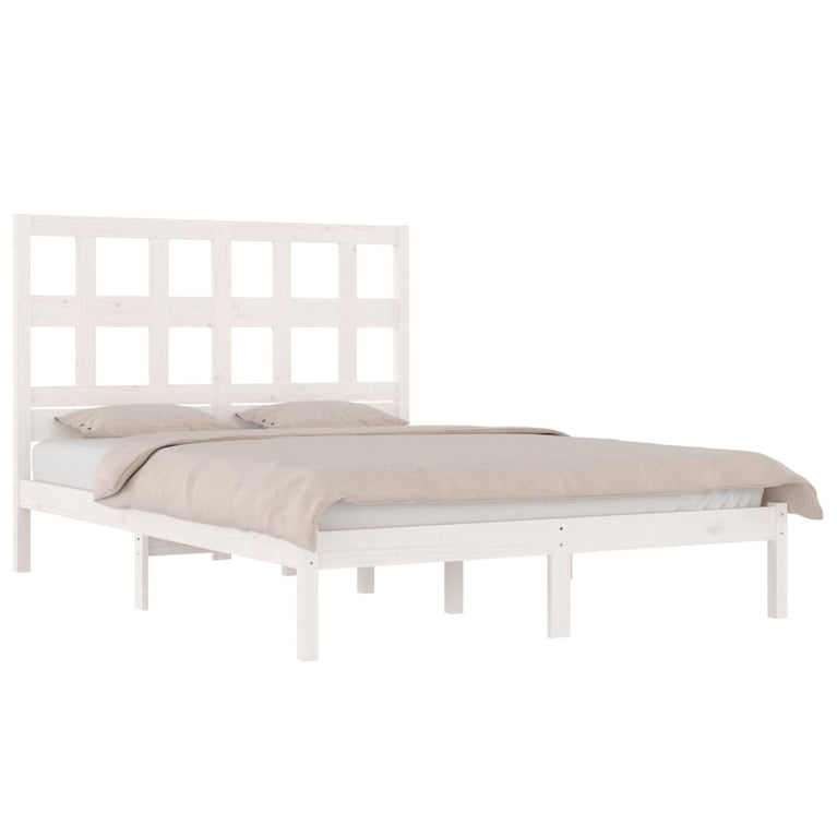 Bedframe massief grenenhout wit 140x200 cm