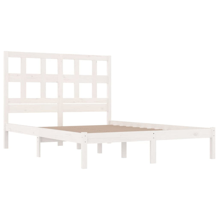 Bedframe massief grenenhout wit 140x200 cm