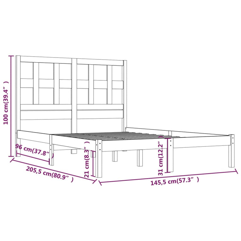 Bedframe massief grenenhout wit 140x200 cm