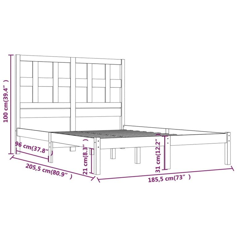 Bedframe massief grenenhout 180x200 cm Super King Size
