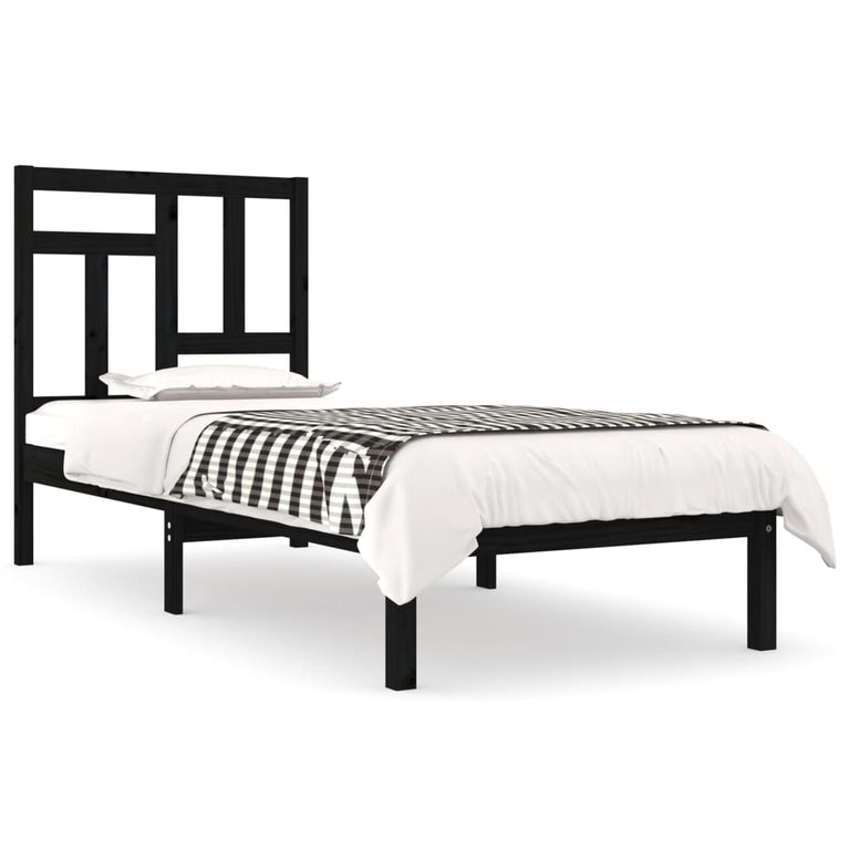 Bedframe massief hout zwart 75x190 cm 2FT6 Small Single