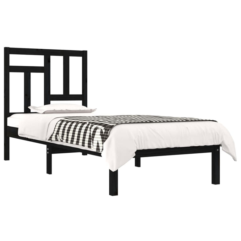Bedframe massief hout zwart 75x190 cm 2FT6 Small Single