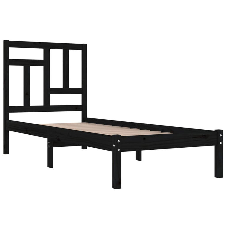 Bedframe massief hout zwart 75x190 cm 2FT6 Small Single