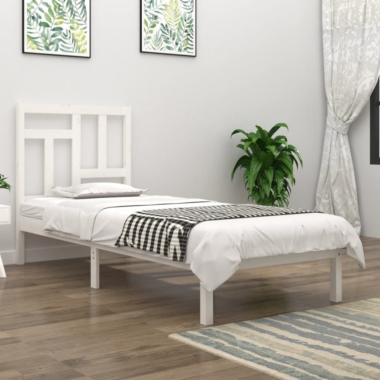 Bedframe massief grenenhout wit 90x190 cm 3FT Single